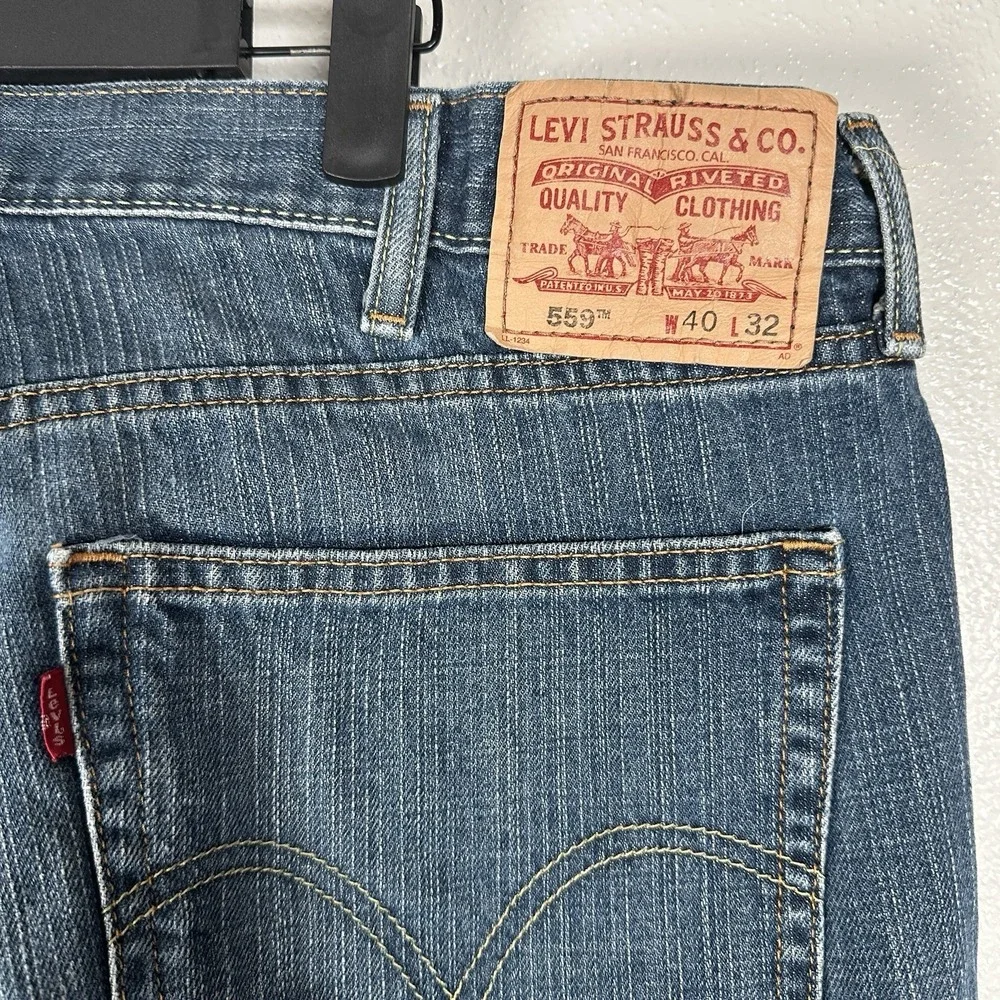 Levis 559 Relaxed Straight Jeans Mens Sz 40x32 Medium Wash Denim Y2K 100% Cotton